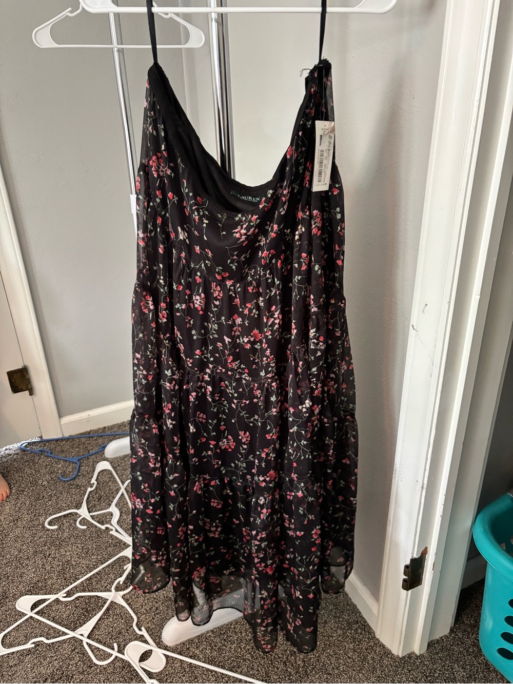 Ralph Lauren Black Floral skirt with Pink and Red Blooms